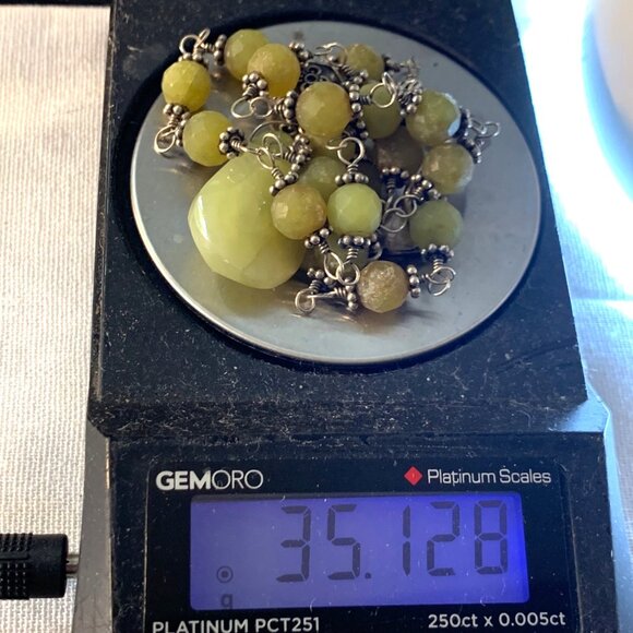 Sterling Silver 925 Lime Green Quartz Beaded Design Necklace Size 18'' Length - Picture 8 of 8